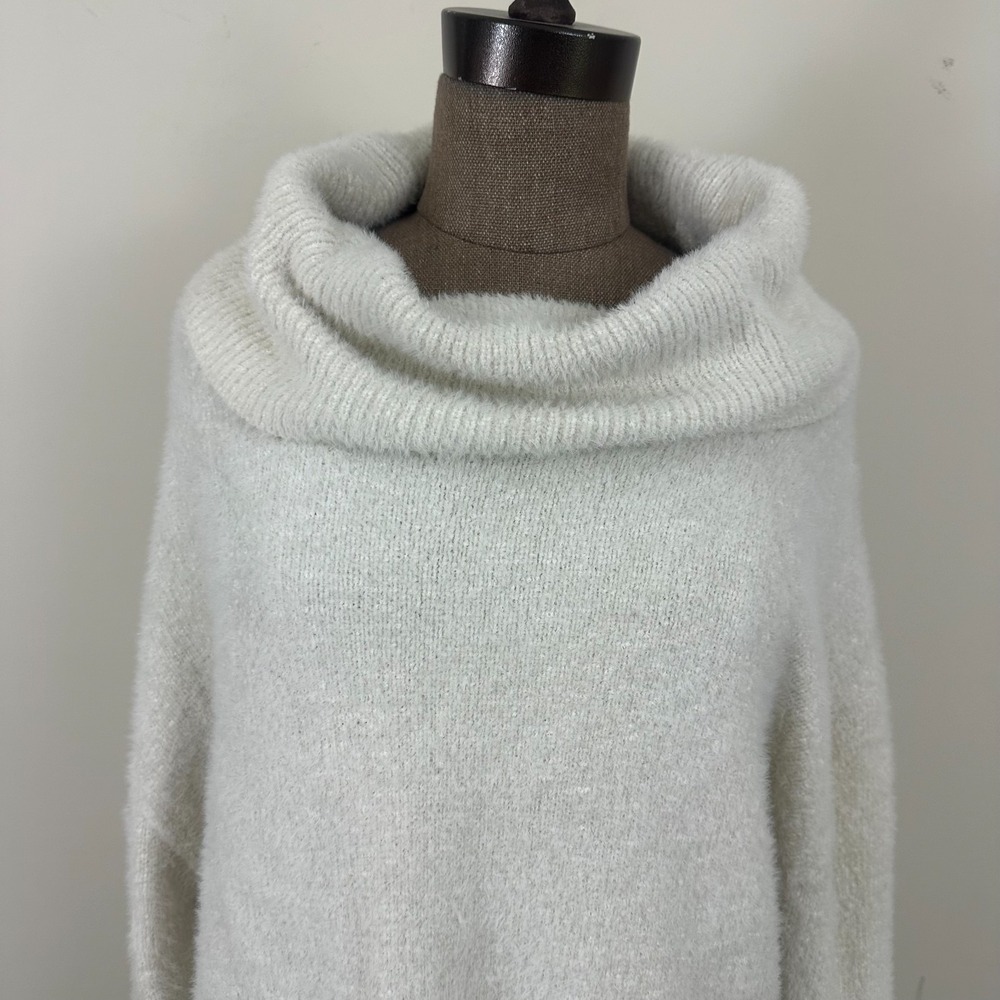 Banana Republic Oversized Sweater Dress White Knit Cowl Neck Pullover Womens L